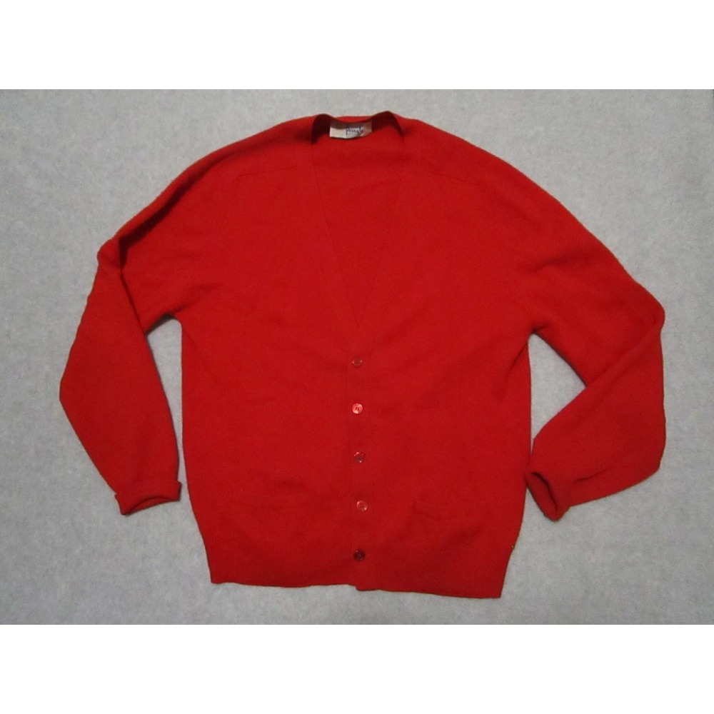 Pringle‎ of Scotland Cardigan Mens XL Red Wool V Neck Sweater Button 46